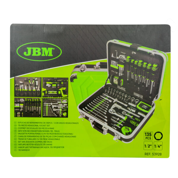 Mala de Ferramentas 135 peças 1/4´´e 1/2´´ Zincado - JBM