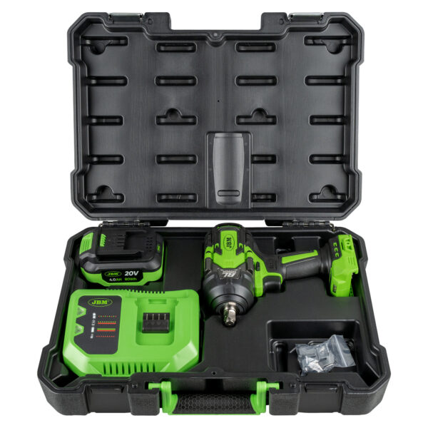Pack Chave de Impacto Brushless 1/2" 1000NM + Bateria Litio 4.0 Ah 20V +  Kit 12 Chaves 1/2" Hexagonais