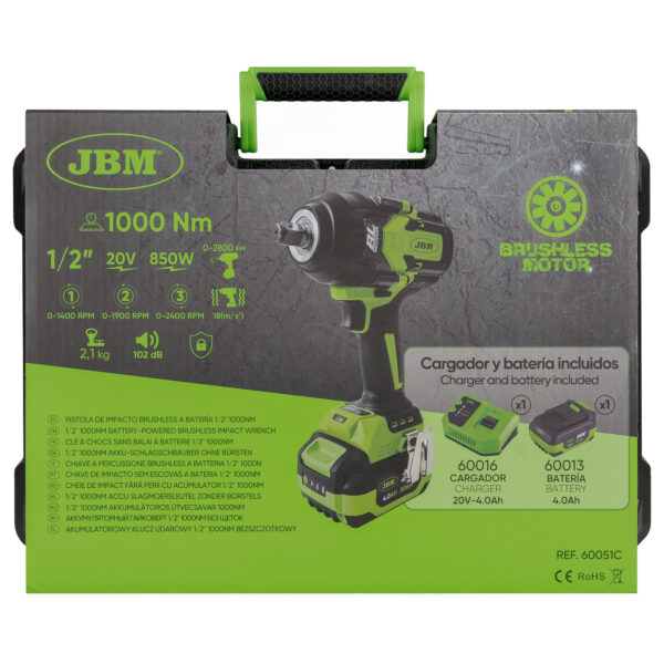 Chave de Impacto Brushless 1/2" 1000NM - JBM