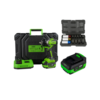 Pack Chave de Impacto Brushless 1/2" 1000NM + Bateria Litio 4.0 Ah 20V +  Kit 12 Chaves 1/2" Hexagonais