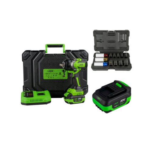 Pack Chave de Impacto Brushless 1/2" 1000NM + Bateria Litio 4.0 Ah 20V +  Kit 12 Chaves 1/2" Hexagonais